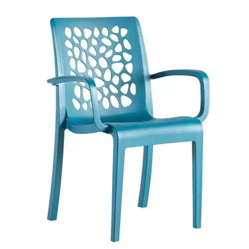 Echt Terrassenstuhl TULIP mit Armlehnen • blau Sitzhöhe 475 mm